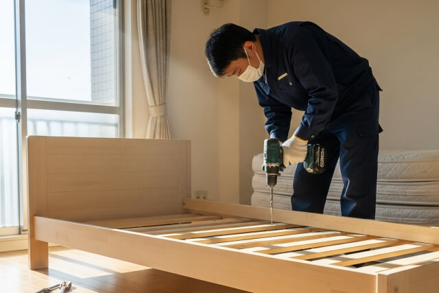ベッドの解体作業