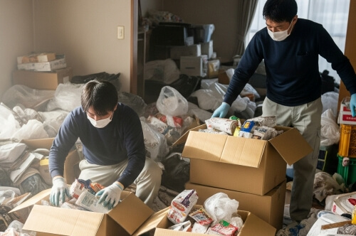 ゴミ屋敷片付け作業の風景