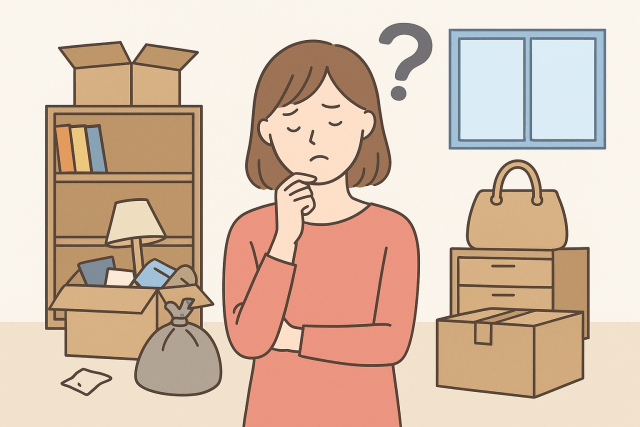 片付けで悩んでいる女性